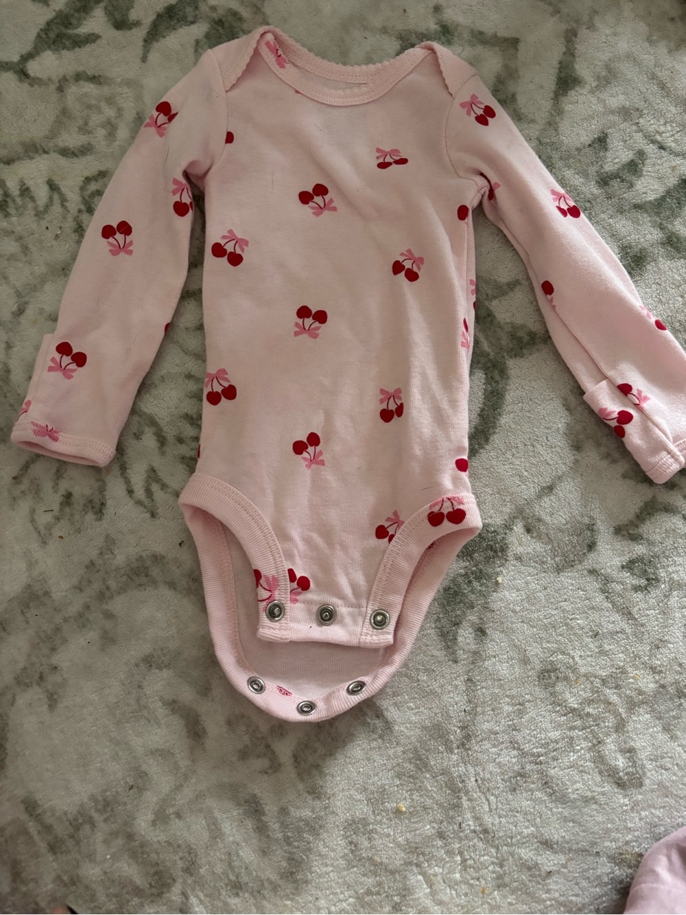✨5/$10 Carter's Light Pink Long-Sleeve Cherry Print One-Piece